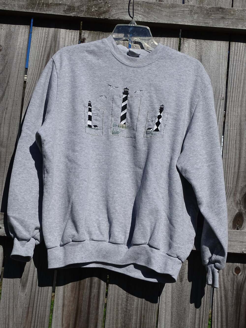 Vintage Bonworth Embroidered Lighthouses Crewneck Sweatshirt Gray L / XL